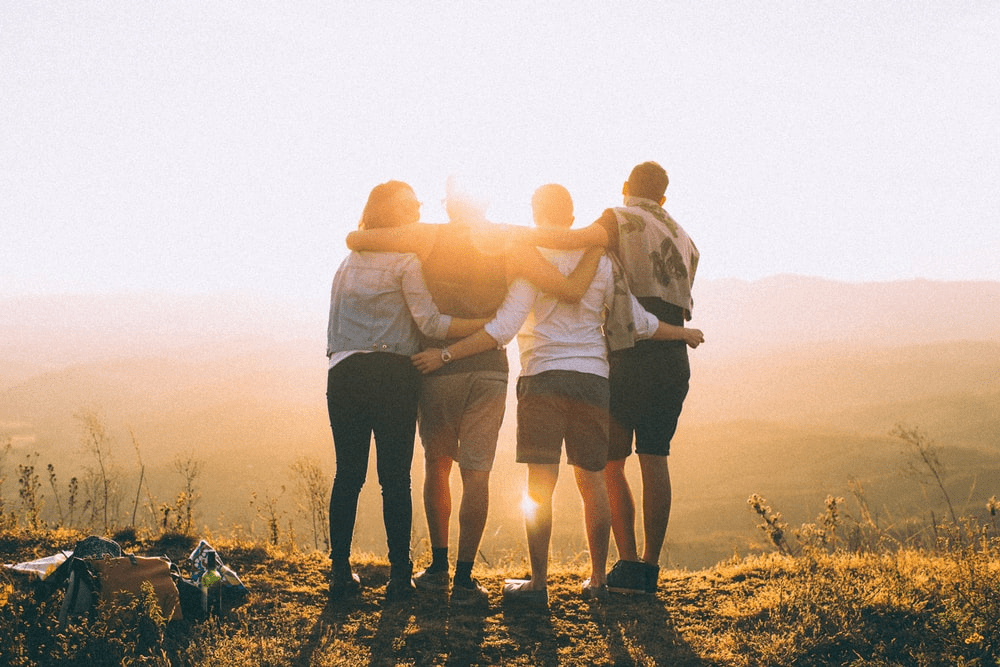 A group of travellers in the mountain