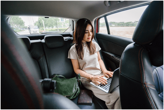 Woman sitting in a car