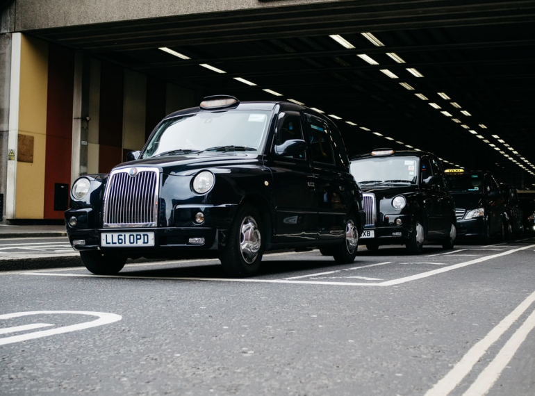 Taxis lined up on the road