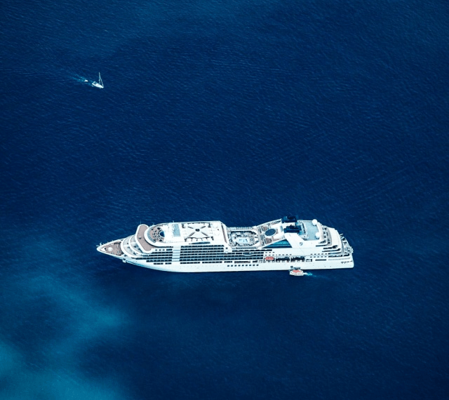 A cruising ship sailing from England