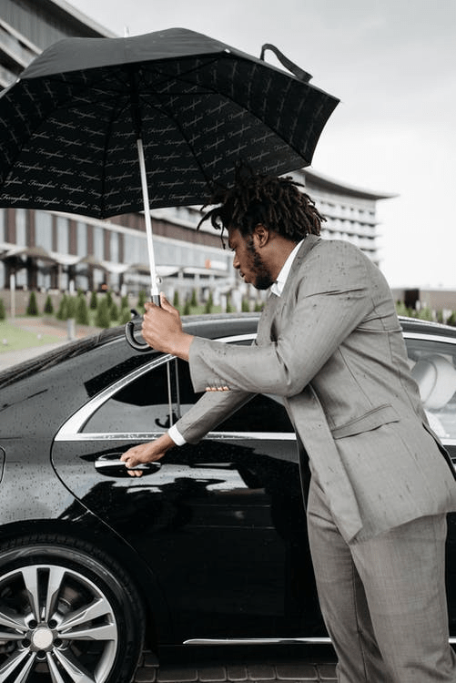 a man holding an umbrella