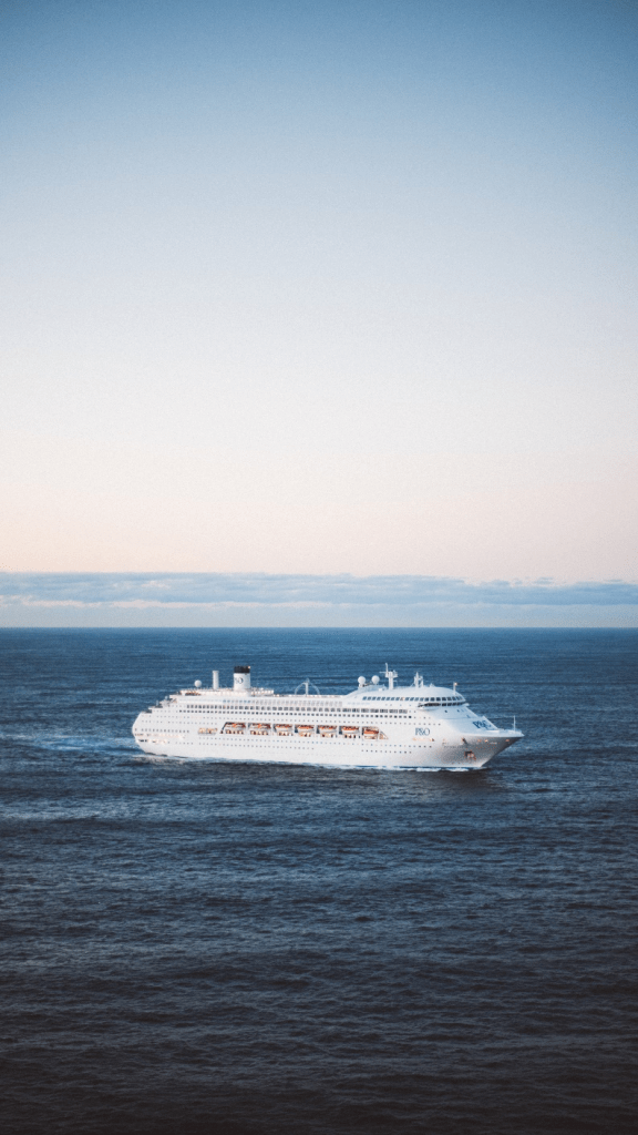 A cruise liner out on the ocean