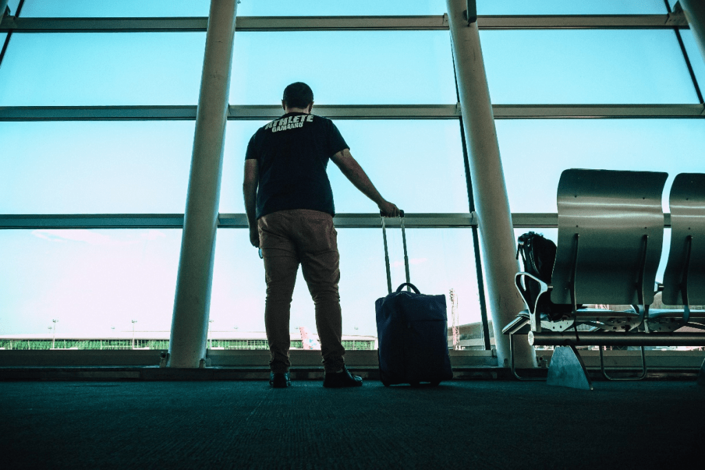 A man waiting for an airport transfer