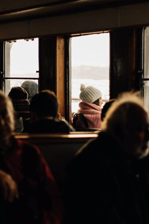 A woman looking out the window.