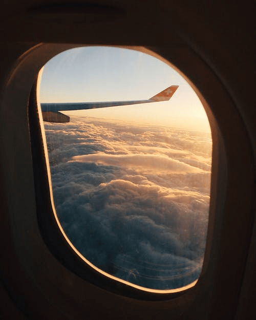 The view from an aeroplane window.