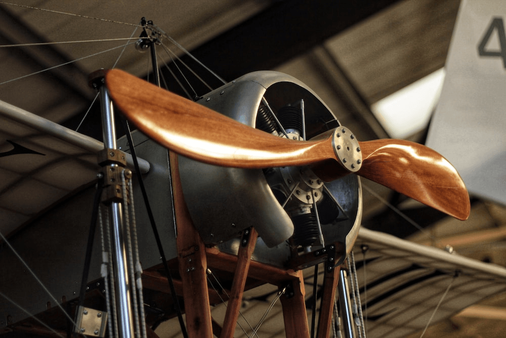 historic aeroplane on display in a museum