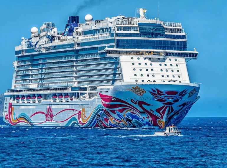 An image of a cruise ship on the sea