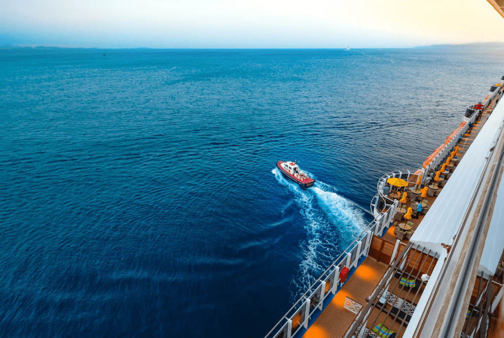 An image of a cruise ship on the sea 