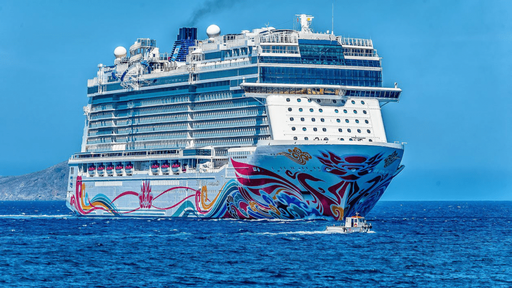 An image of a cruise ship on the sea