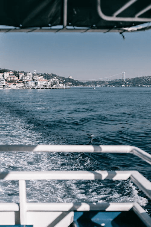 An image of a cruise ship on the sea