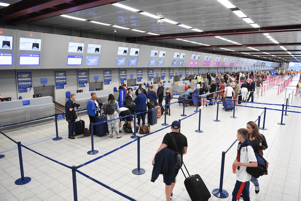 An image of people in an airport